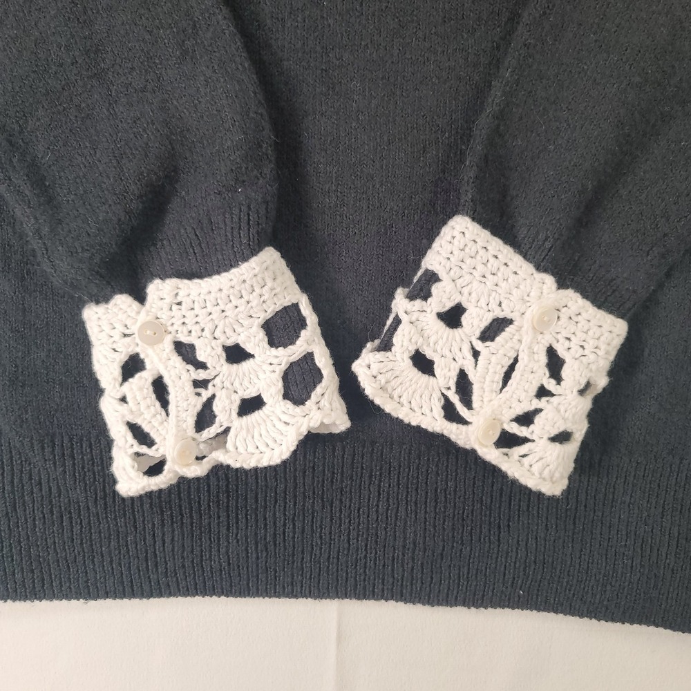 Handmade Crochet Detachable Collar Cuffs Set Cottagecore Dark Academia Sweater - Picture 3 of 10